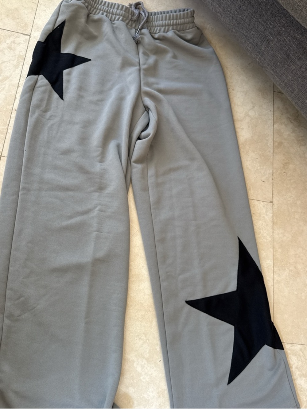 Gray Lounge Pants with Black Star Accents
